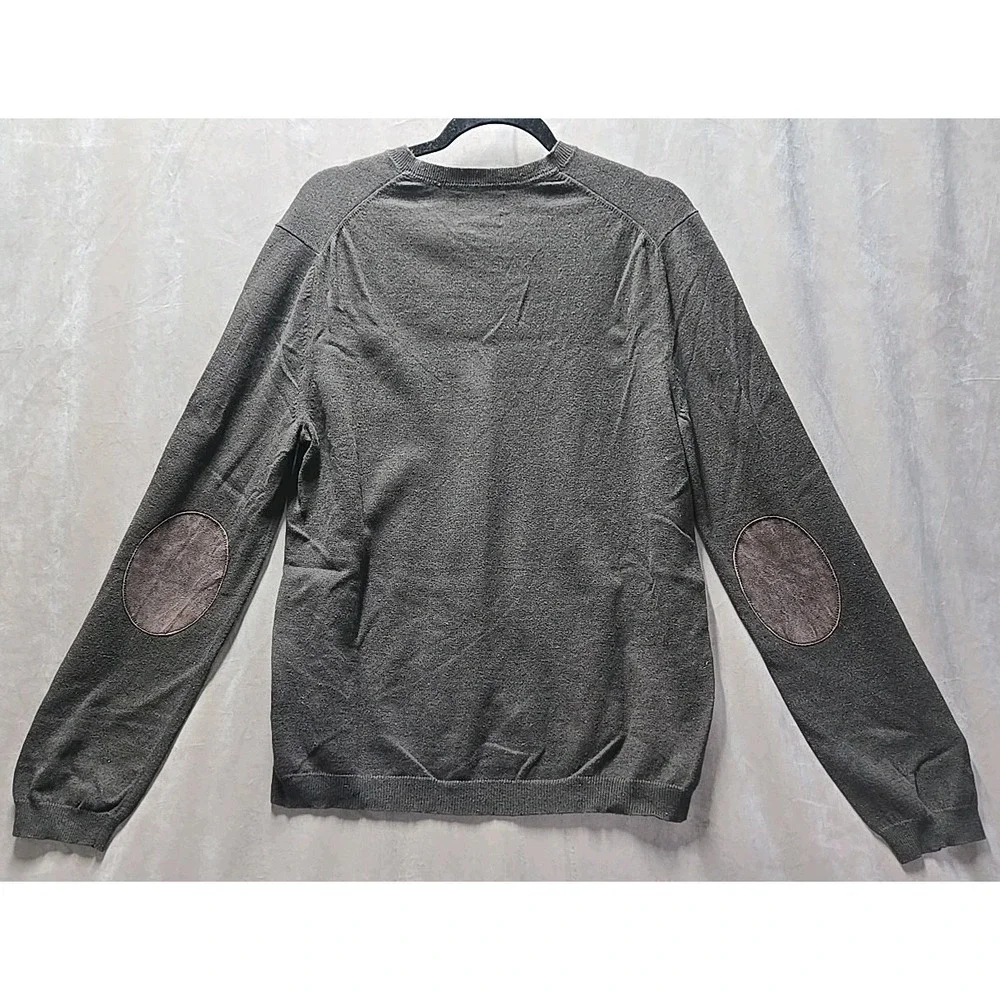 Banana Republic Brown Cotton Cashmere V-Neck Knit Elbow‎ Pad Sweater Men's Sz M